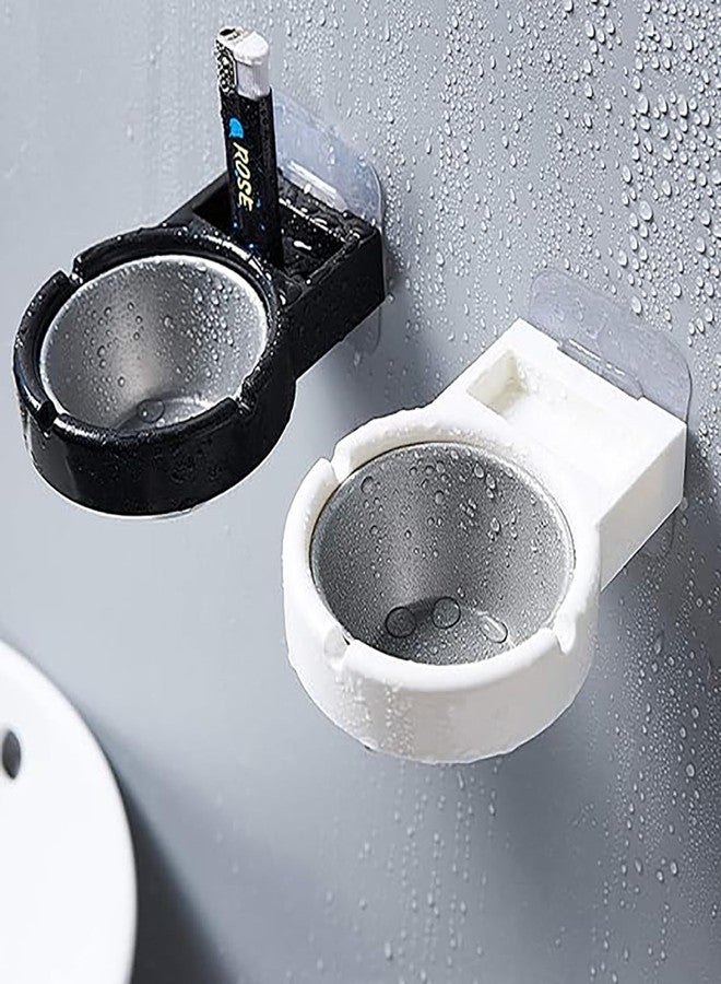 KIPSOME Bathroom Ashtray, Portable Wall Ashtray Organiser Made of ABS + Stainless Steel for Toilets Bathroom Home Office (Black) - Image 2